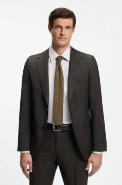 Business belt in Italian leather with brass buckle