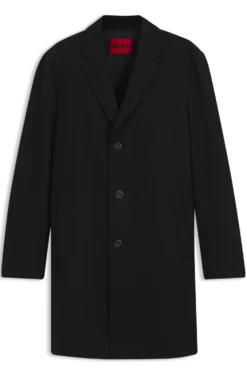 Buttoned coat in a virgin-wool blend