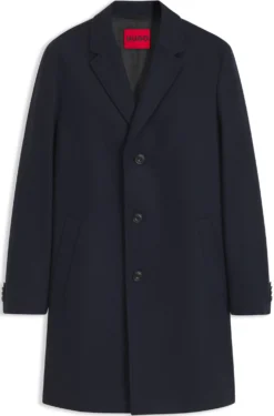 Buttoned coat in a virgin-wool blend