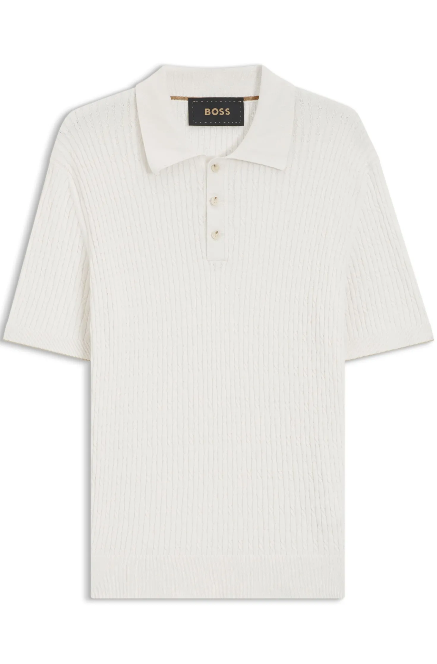 Cable-knit polo sweater in cotton and cashmere