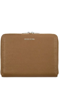 Camel A5 conference folder in pebble-textured faux leather