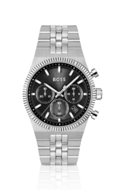 Candor black-dial chronograph watch with fluted bezel