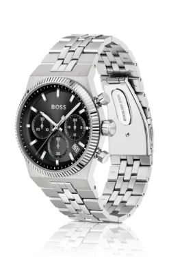 Candor black-dial chronograph watch with fluted bezel