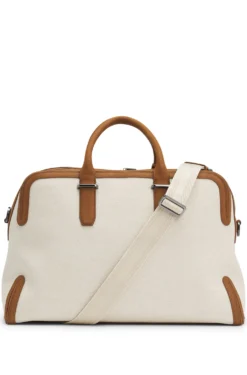 Canvas holdall with leather trims