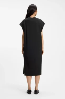 Cap-sleeve jersey dress with logo detail