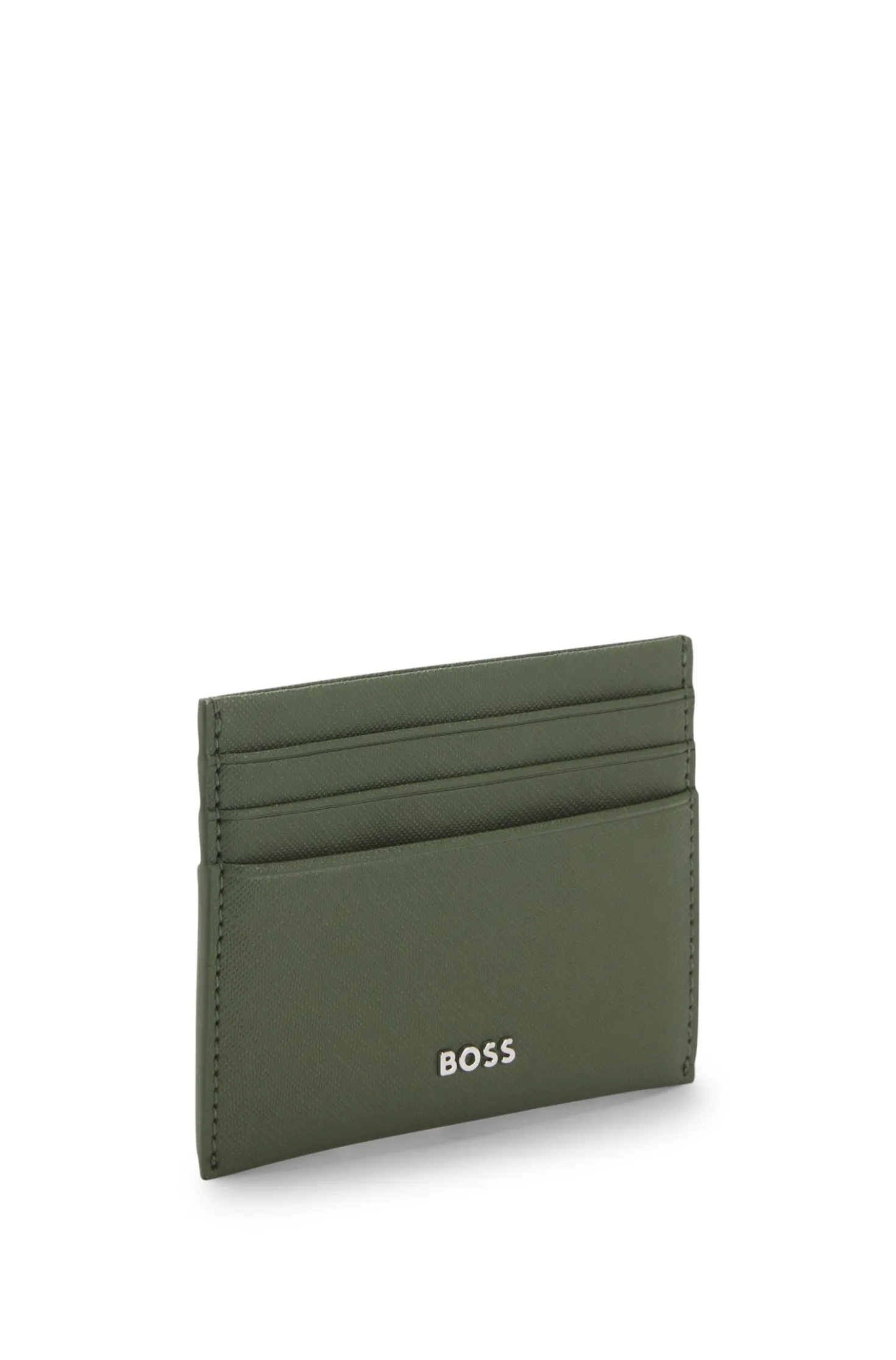 Card holder in textured leather with branding