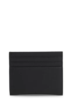 Card holder in textured leather with branding