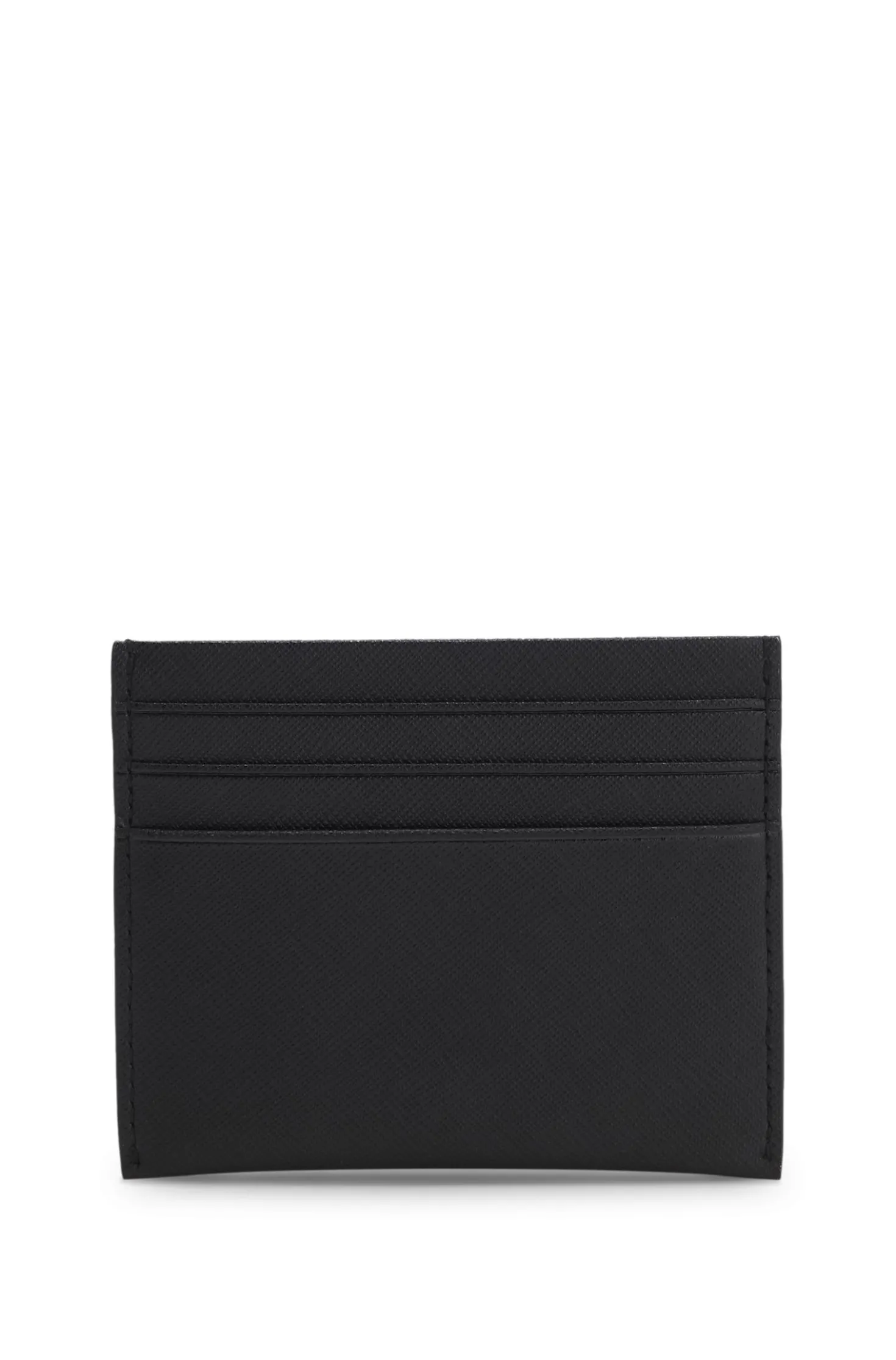 Card holder in textured leather with branding