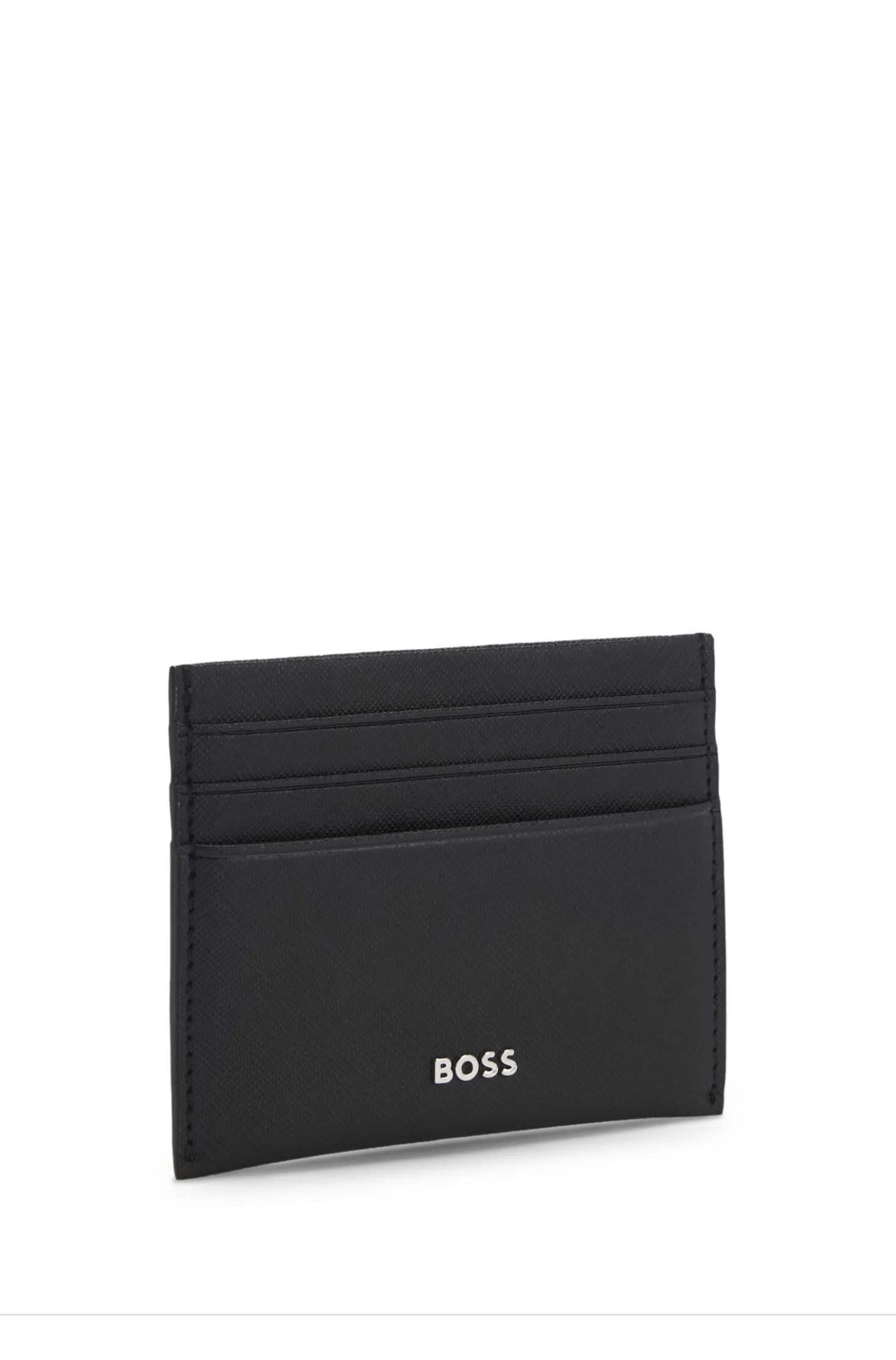 Card holder in textured leather with branding