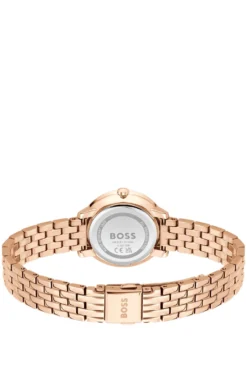Carnation-gold-effect watch with grey dial