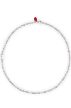 Chain necklace with stacked-logo plaque