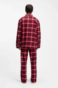 Checked-cotton pyjamas with logo labels