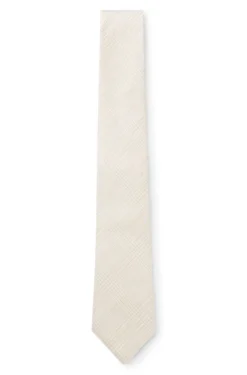 Checked tie in Italian-made linen and silk