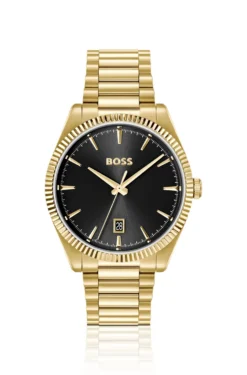 Cheswick gold-tone watch with fluted bezel
