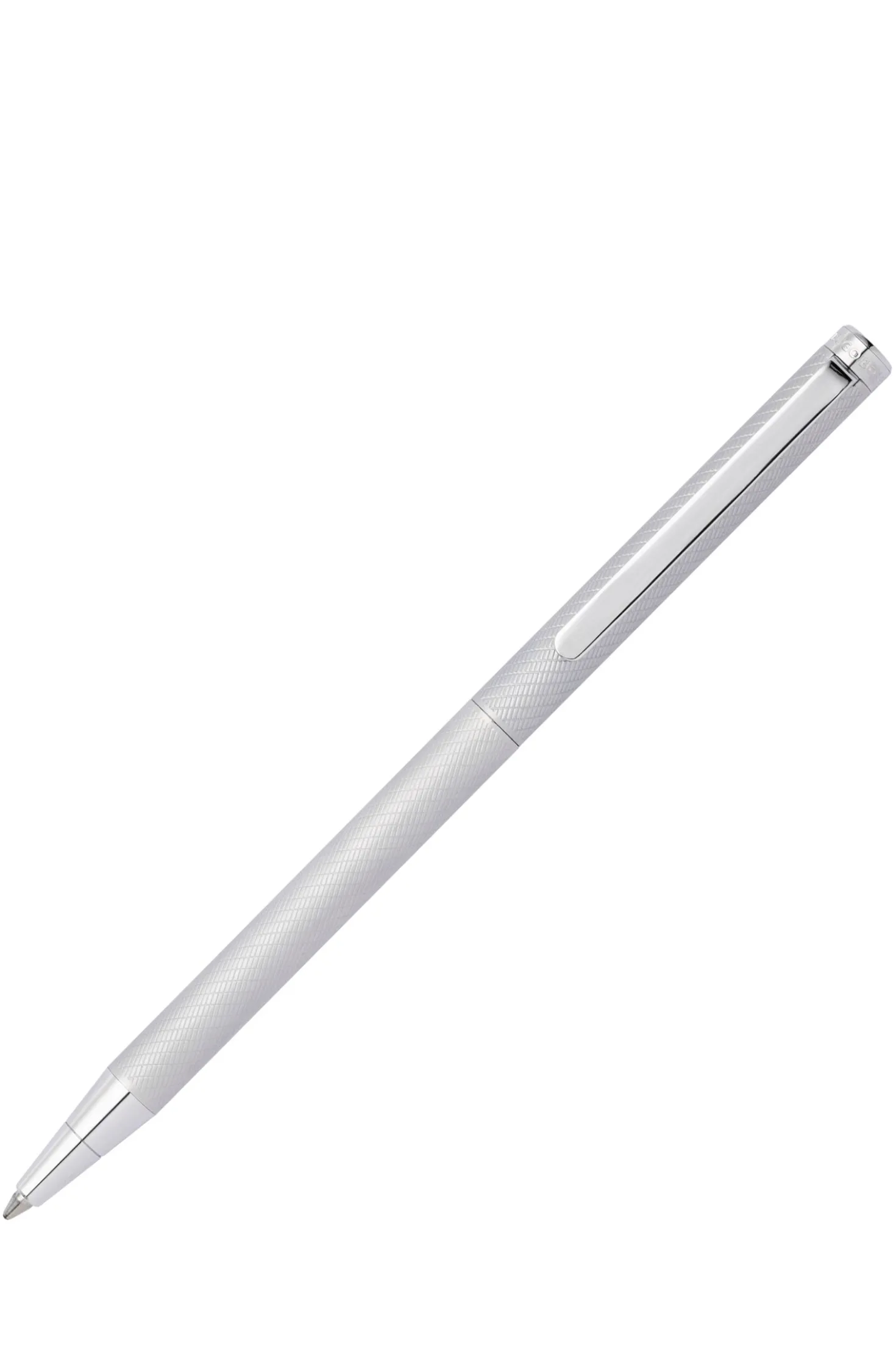 Chrome ballpoint pen with engraved pattern