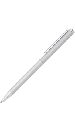 Chrome ballpoint pen with engraved pattern