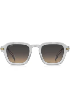 Clear-acetate sunglasses with temple stripe