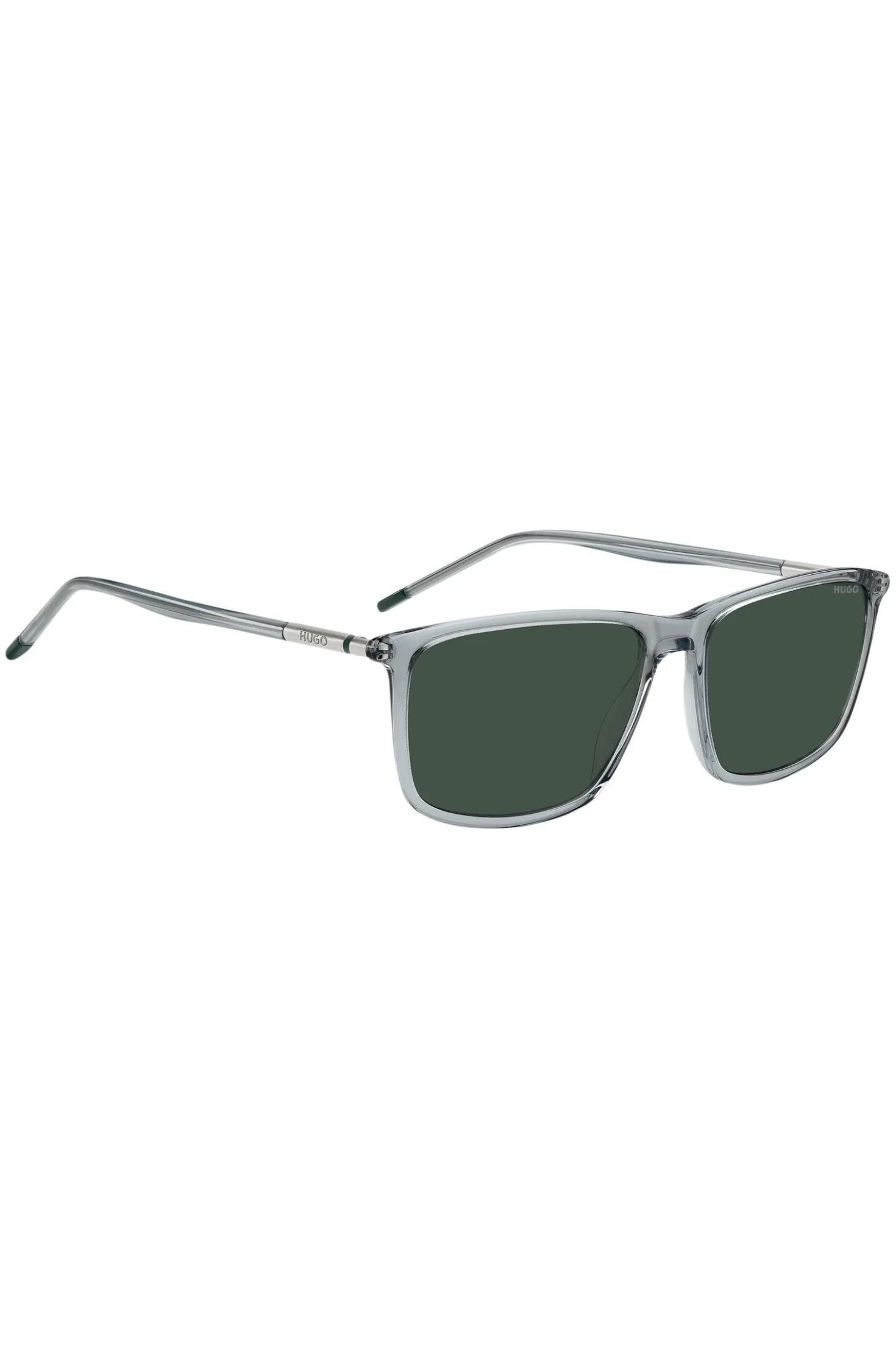 Clear-acetate sunglasses with tubular temples