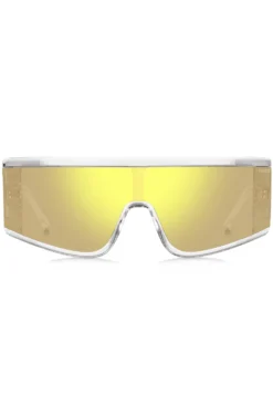 Clear-acetate sunglasses with yellow mask