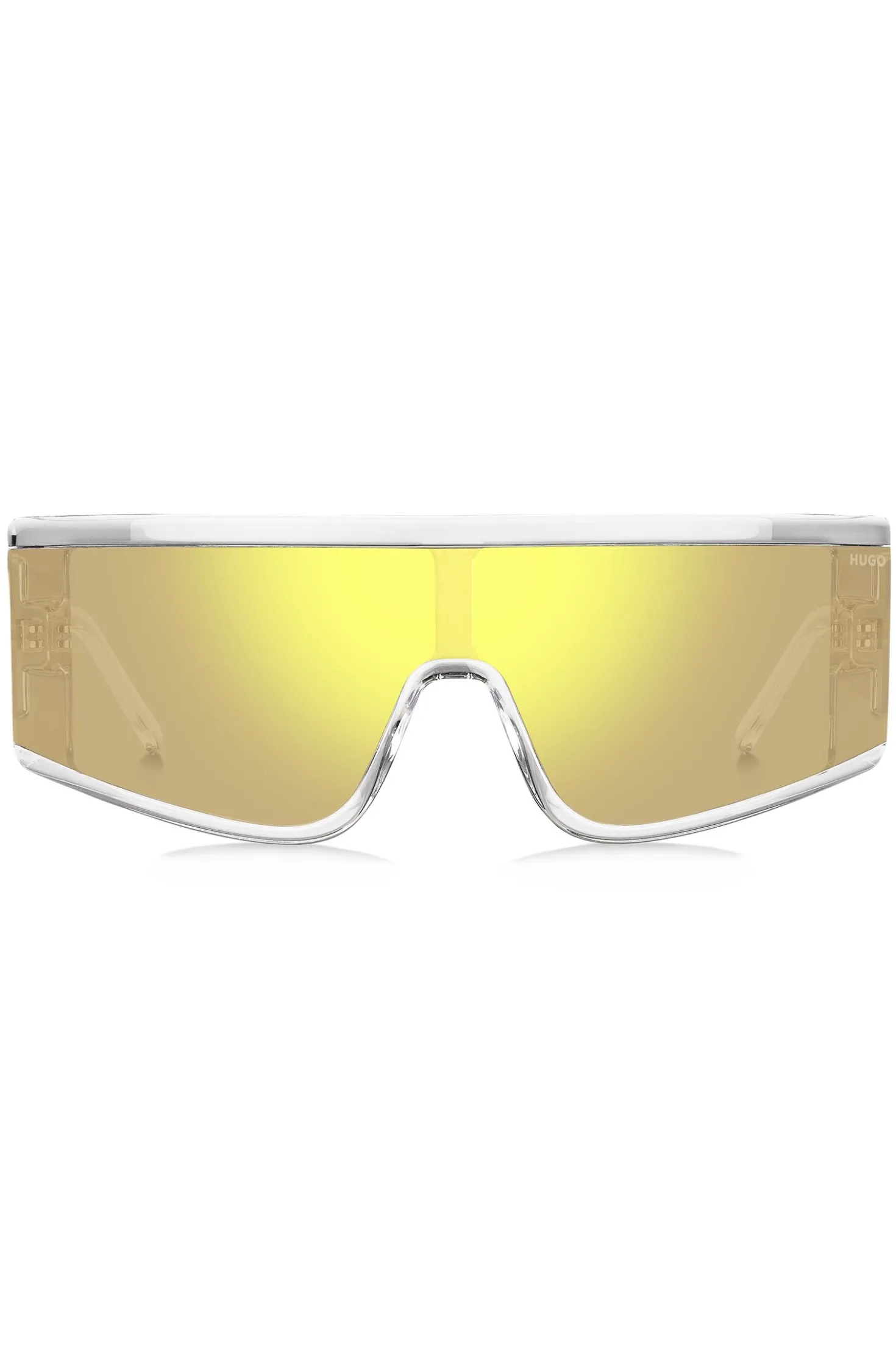 Clear-acetate sunglasses with yellow mask