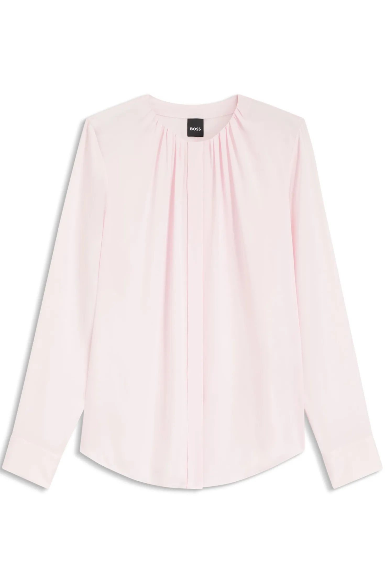 Collarless regular-fit blouse in stretch silk