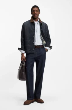 Contrast-collar jacket in indigo denim