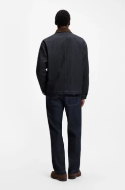 Contrast-collar jacket in indigo denim