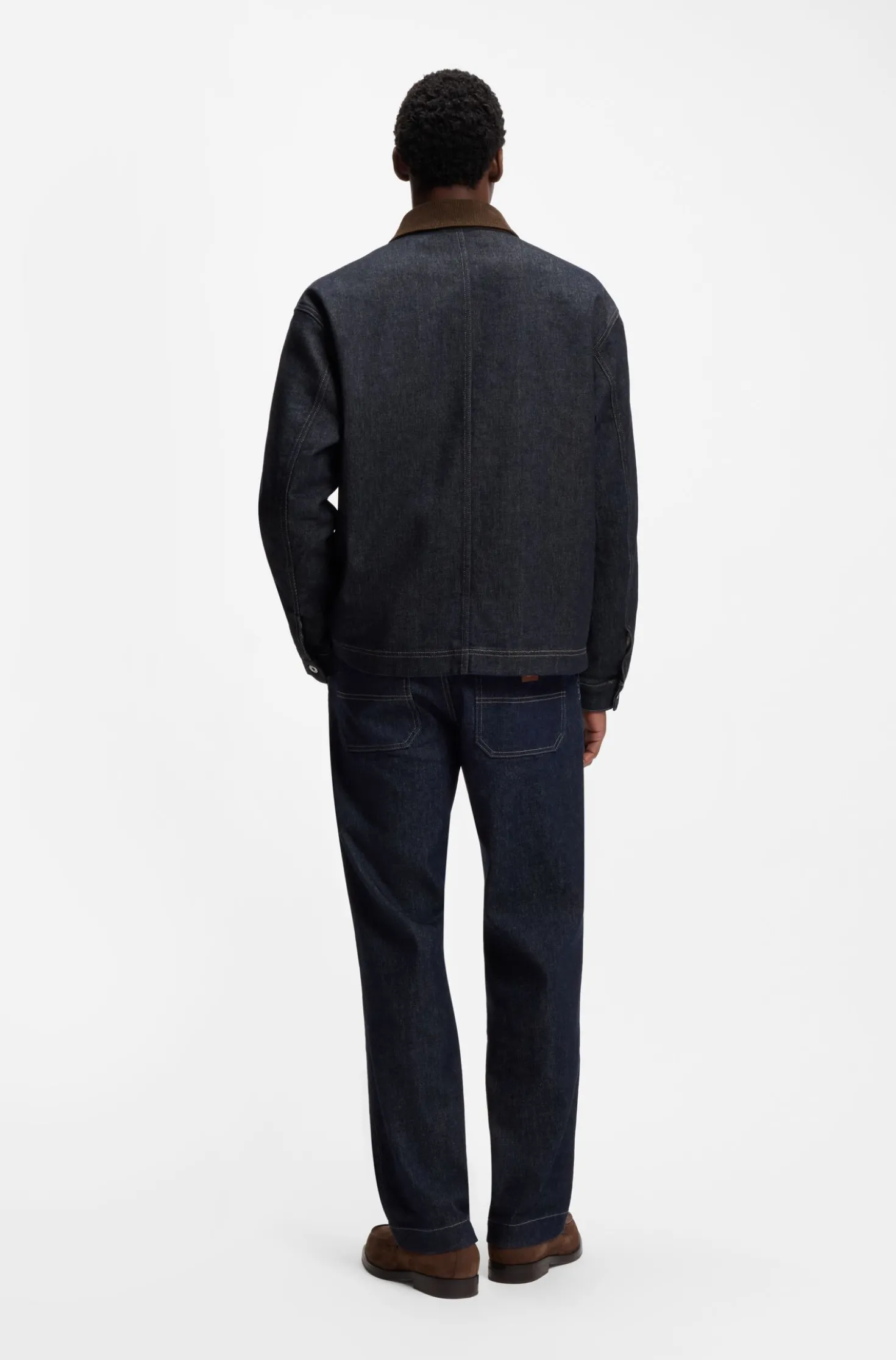 Contrast-collar jacket in indigo denim