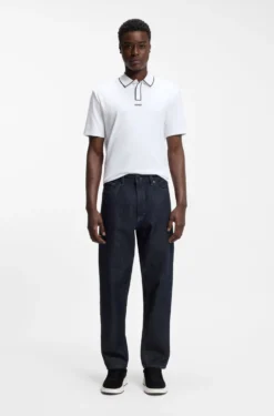 Contrast-tipped cotton polo shirt with logo