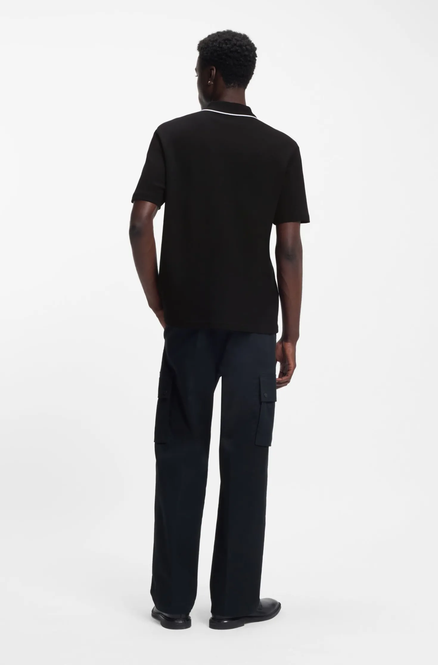 Contrast-tipped cotton polo shirt with logo