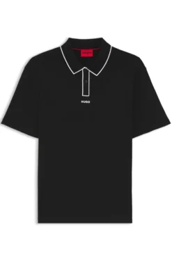Contrast-tipped cotton polo shirt with logo