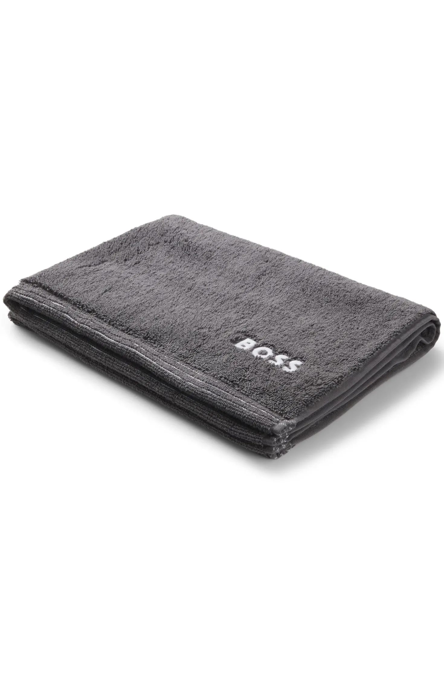 Cotton bath mat with contrast embroidered logo