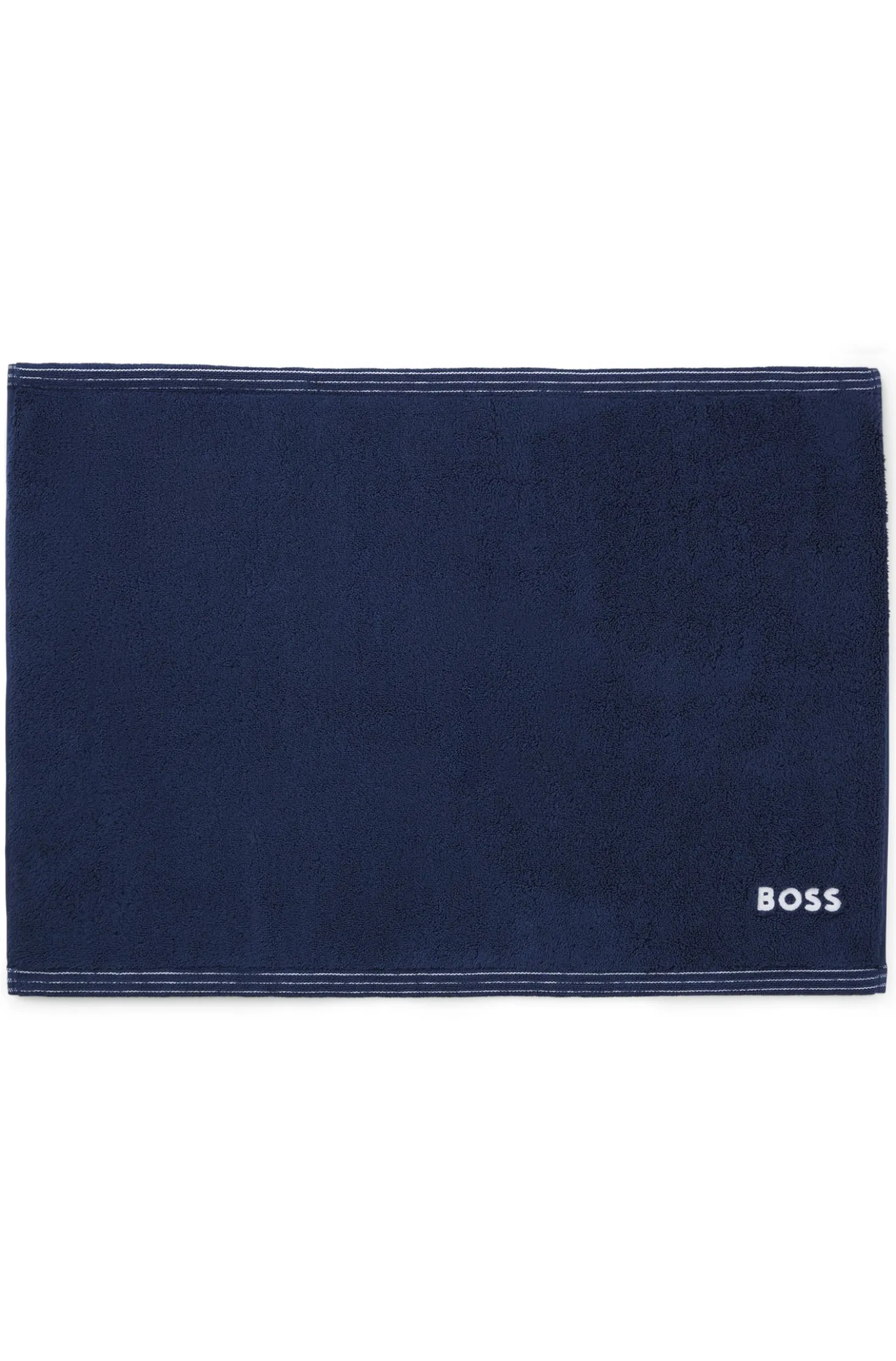 Cotton bath mat with contrast embroidered logo