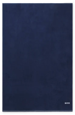 Cotton bath sheet with contrast embroidered logo
