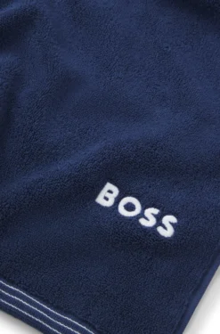Cotton bath sheet with contrast embroidered logo