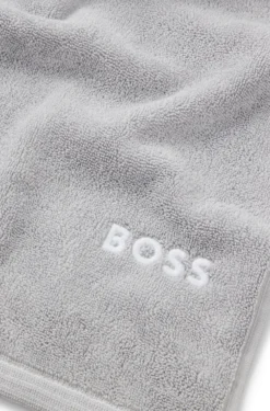 Cotton bath sheet with contrast embroidered logo