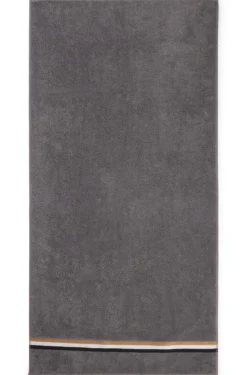 Cotton bath towel with signature-stripe border