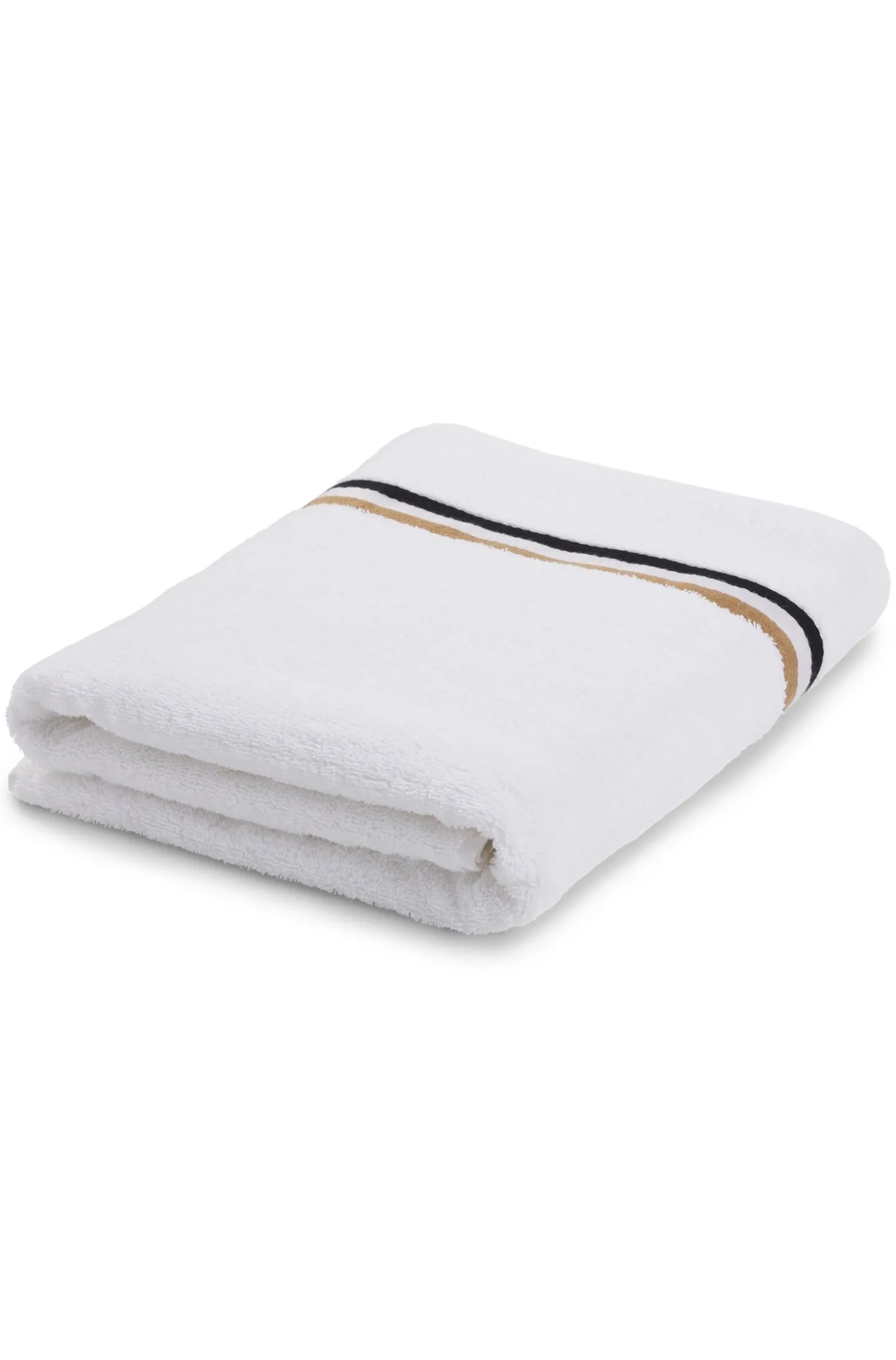 Cotton bath towel with signature-stripe border