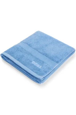 Cotton bath towel with tonal embroidered logo