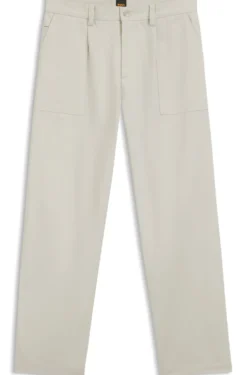 Cotton-blend chinos with pleat and patch pocket