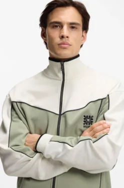 Cotton-blend jacket with embroidered logo artwork