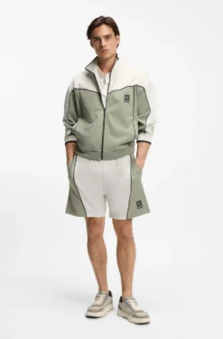 Cotton-blend jacket with embroidered logo artwork