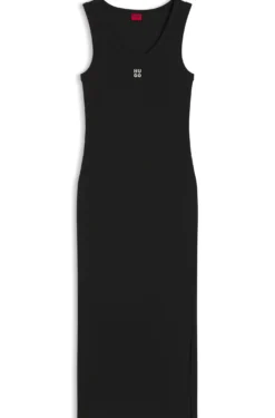 Cotton-blend jersey midi dress with stacked logo