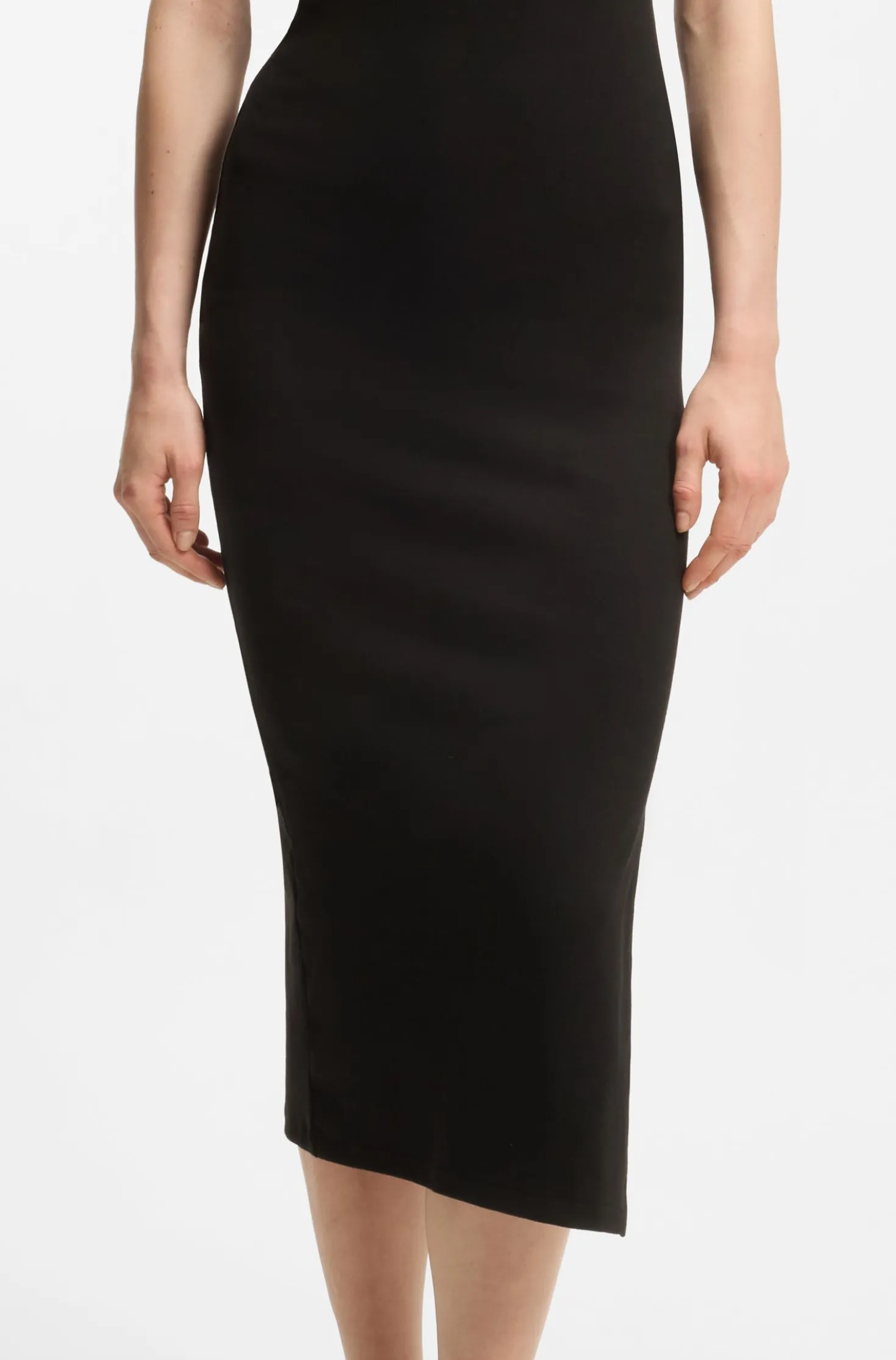 Cotton-blend jersey midi dress with stacked logo