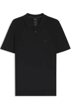Cotton-blend knit polo with bodymapping structure