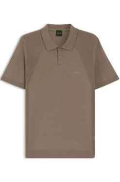 Cotton-blend knit polo with bodymapping structure