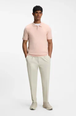 Cotton-blend knit polo with bodymapping structure