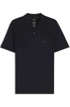 Cotton-blend knit polo with bodymapping structure