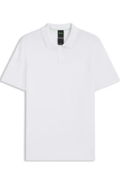 Cotton-blend knit polo with bodymapping structure