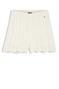 Cotton-blend knitted shorts with wave structure